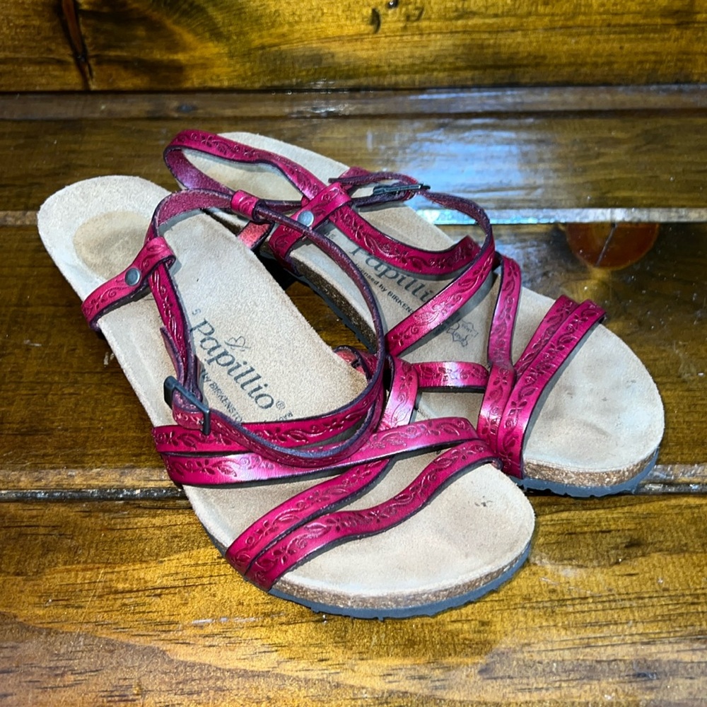 Birkenstock Red Strappy Sandals